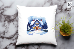 Winter Cottage Clipart Sublimation PNG Product Image 2