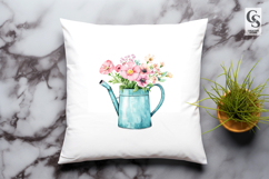 Watering Can with Flowers Clipart Sublimation PNG Product Image 3