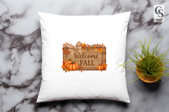 Welcome Fall Pumpkin Sign Clipart Sublimation PNG Product Image 2