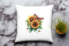 Sunflower Butterfly Clipart Sublimation PNG Product Image 2