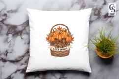 Cozy Season Pumpkin Basket Clipart Sublimation PNG Product Image 2