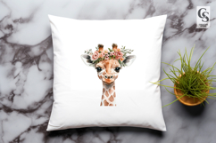 Giraffe with Floral Crown Clipart Sublimation PNG Product Image 2