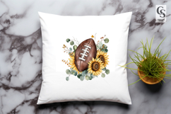 Football with Sunflower Floral Clipart Sublimation PNG Product Image 2