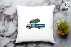 Blue Vintage Truck Clipart Sublimation PNG Product Image 2