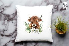 White Lily Cow Head Clipart Sublimation PNG Product Image 2