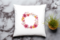 Pink Floral Wreath Clipart Sublimation PNG Product Image 2