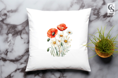 Poppy and Daisy Watercolor Clipart Sublimation PNG Product Image 2