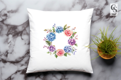 Blue Hydrangea Floral Wreath Clipart Sublimation PNG Product Image 2
