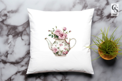 Vintage Floral Teapot Clipart Sublimation PNG Product Image 2