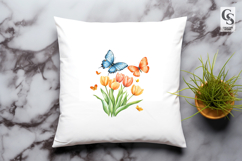 Butterfly Tulip Watercolor Clipart PNG Product Image 2