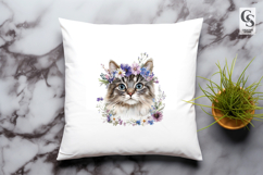 Floral Cat Head Clipart Sublimation PNG Product Image 2