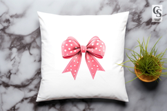 Pink Polka Dot Ribbon Bow Clipart Sublimation PNG Product Image 2