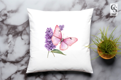 Lilac Butterfly Watercolor Clipart Sublimation PNG Product Image 2