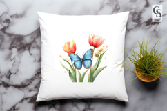 Tulip Butterfly Watercolor Clipart Sublimation PNG Product Image 2