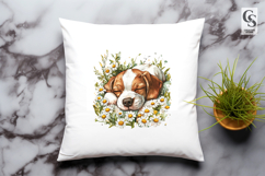 Sleeping Puppy with Flowers Sublimation Clipart PNG Product Image 2