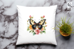Butterfly with Rose Floral Clipart Sublimation PNG Product Image 2