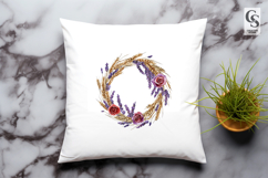 Lavender Wheat Rose Wreath Clipart Sublimation PNG Product Image 2