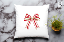 Red White Striped Ribbon Bow Clipart Sublimation PNG Product Image 2