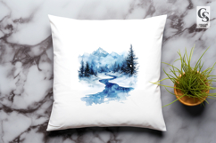 Winter Mountain River Clipart Sublimation PNG Product Image 2