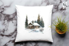 Rustic Winter Cabin Clipart Sublimation PNG Product Image 2
