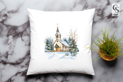 Winter Cottage House Clipart Sublimation PNG Product Image 2