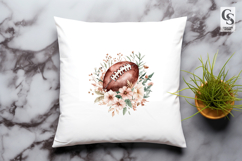 Floral Football Watercolor Clipart Sublimation PNG Product Image 3