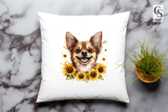 Dog with Sunflower Collar Clipart Sublimation PNG Product Image 2