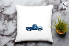 Blue Vintage Truck Clipart Sublimation PNG Product Image 2