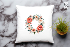 Peach Floral Wreath Clipart Sublimation PNG Product Image 2