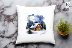 Cozy Winter Cabin Clipart Sublimation PNG Product Image 2