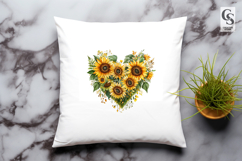 Sunflower Heart Floral Clipart Sublimation PNG Product Image 2