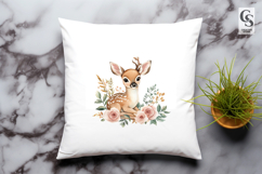 Baby Deer Floral Clipart PNG Product Image 2