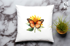 Sunflower Butterfly Clipart Sublimation PNG Product Image 2