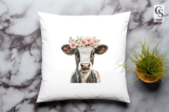 Cow with Floral Crown Clipart Sublimation PNG Product Image 2