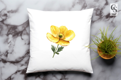 Yellow Buttercup Flower Clipart Sublimation PNG Product Image 2