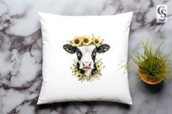 Sunflower Cow Portrait Clipart Sublimation PNG Product Image 2