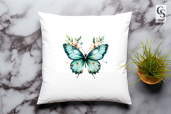 Blue Butterfly Floral Clipart Sublimation PNG Product Image 2