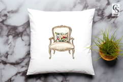 Vintage Floral Armchair Clipart Sublimation PNG Product Image 2