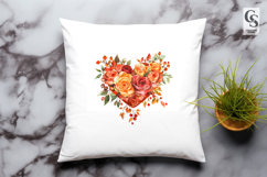 Autumn Rose Heart Clipart PNG Product Image 2