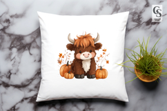 Highland Cow Autumn Clipart PNG Product Image 3