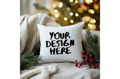 Christmas Pillow Mockup Blank White Pillow Winter Decorate Product Image 1