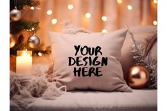 Christmas Pillow Mockup Blank White Pillow Winter Decorate Product Image 1