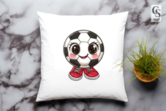 Cute Kawaii Soccer Ball with Red Shoes Clipart PNG Product Image 2