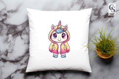 Cute Kawaii Unicorn in Hoodie Cartoon Clipart Product Image 3