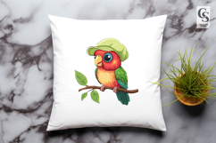 Cute Kawaii Parrot with Hat Cartoon Bird Bundle Clipart Product Image 2