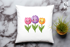 Cute Kawaii Tulip Flowers Clipart PNG Sublimation Product Image 2