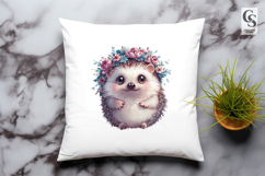 Cute Hedgehog with Flowers Kawaii Animal Clipart PNG Product Image 2