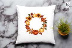 Autumn Pumpkin Sunflower Wreath Clipart Sublimation PNG Product Image 3