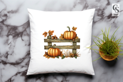 Rustic Pumpkin Fence Clipart PNG Product Image 3