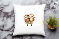 Cute Owl Couple Clipart | Baby Owl Sublimation PNG Product Image 3